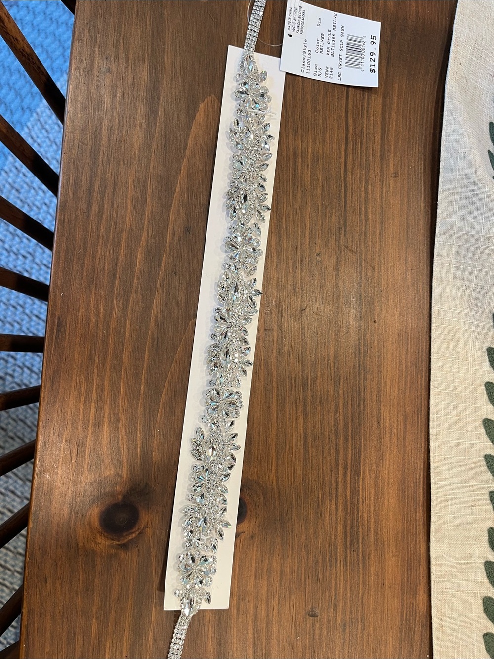 David's Bridal Crystal Floral Rhinestone Belt - Silver